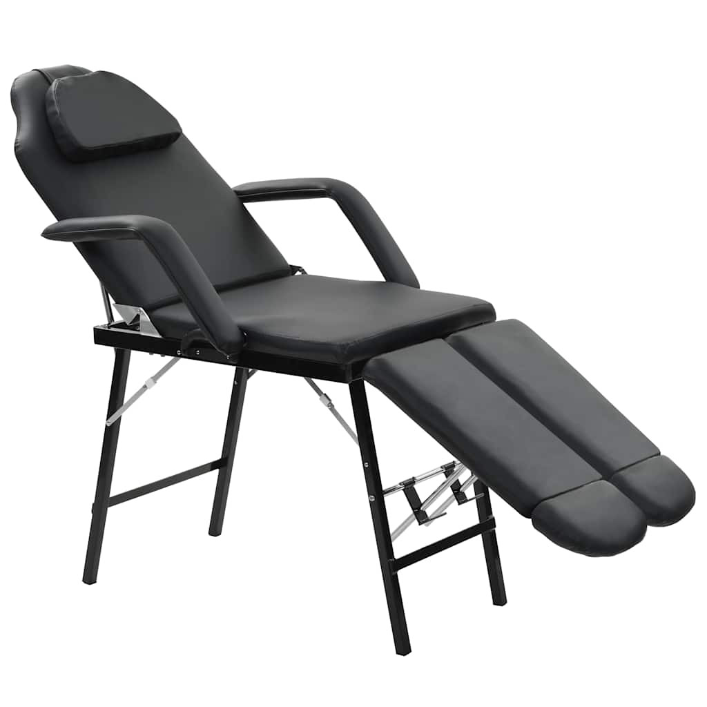 vidaXL Tragbarer Kosmetikstuhl Kunstleder 185x78x76 cm Schwarz