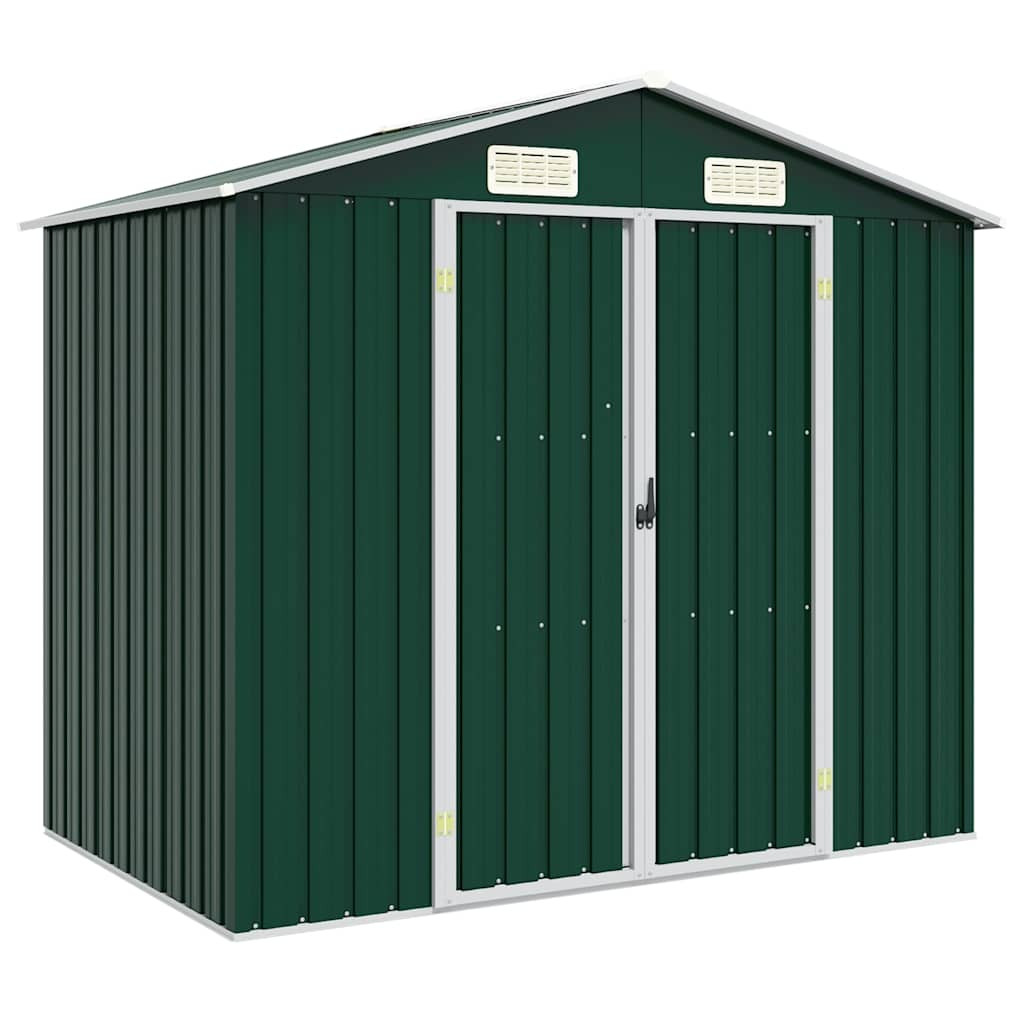 vidaXL Gerätehaus Grün 205x129x183 cm Verzinkter Stahl