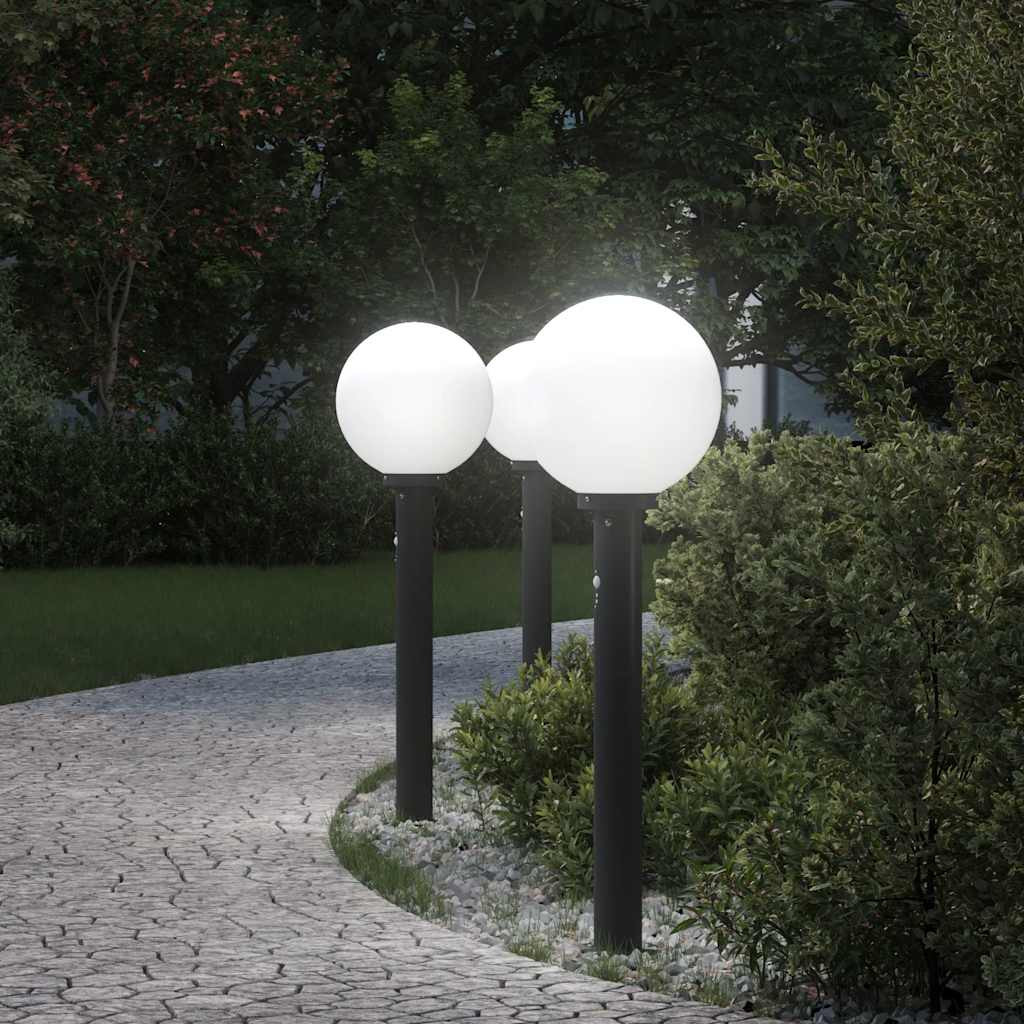 vidaXL Pollerleuchten mit Sensor 3 Stk. 80 cm Schwarz IP44