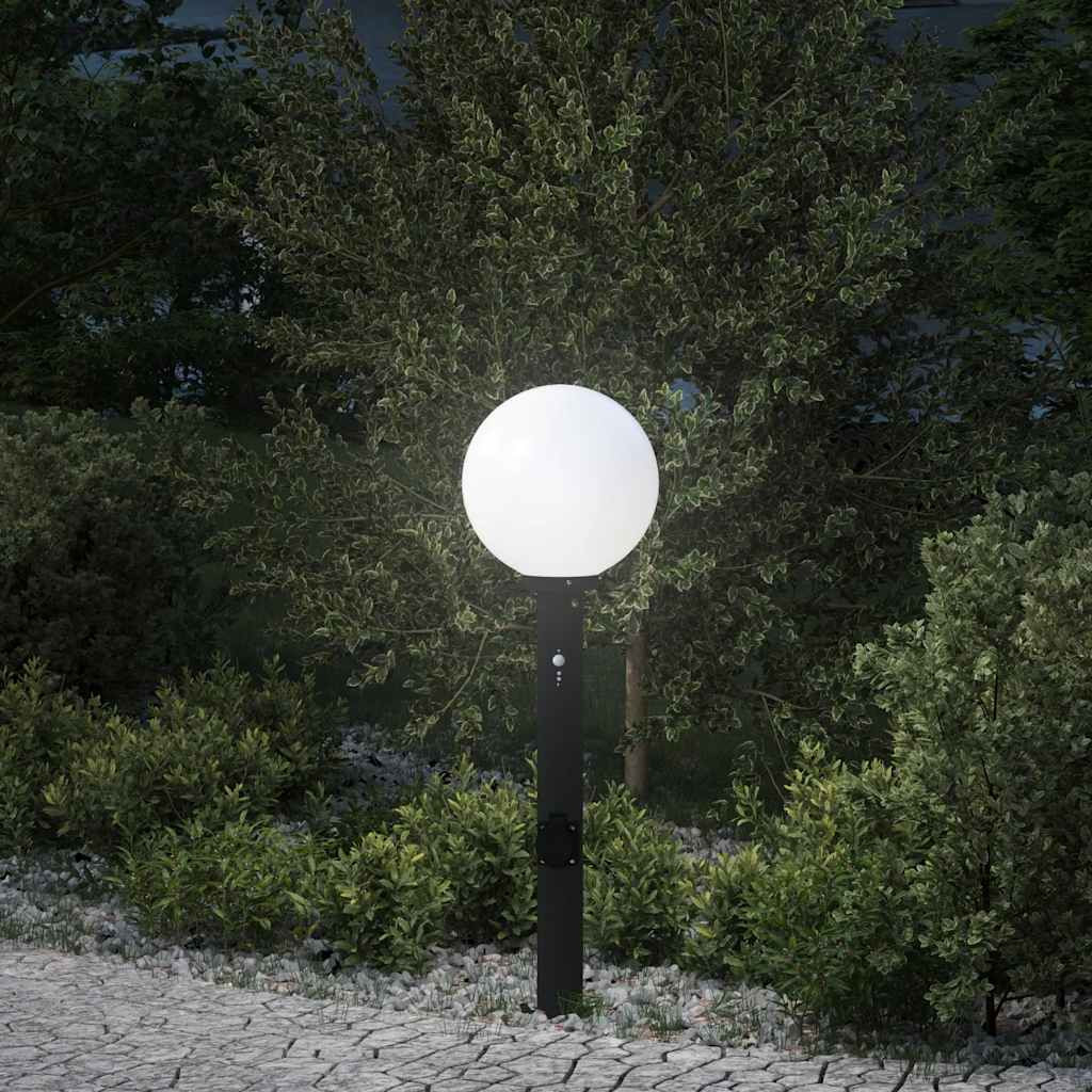 vidaXL Pollerleuchte mit Sensor und Steckdose 80 cm Schwarz IP44