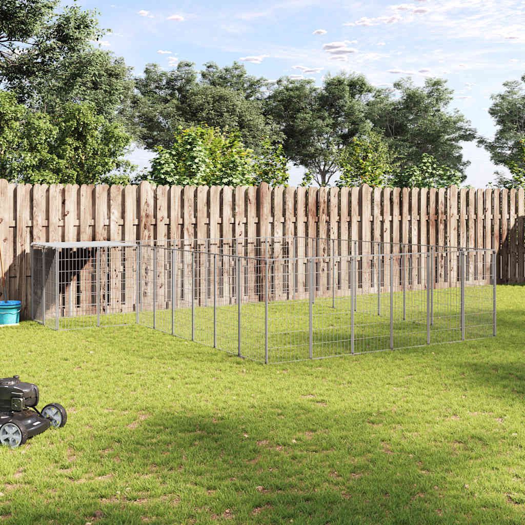 vidaXL Hundezwinger Silbern 15,73 m² Stahl