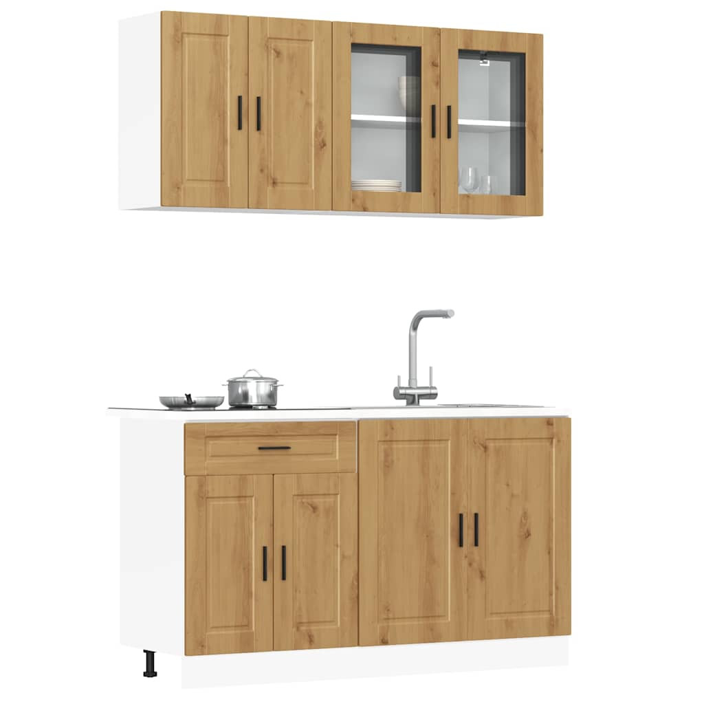 vidaXL 4-tlg. Küchenschrank-Set Kalmar Artisan-Eiche Holzwerkstoff