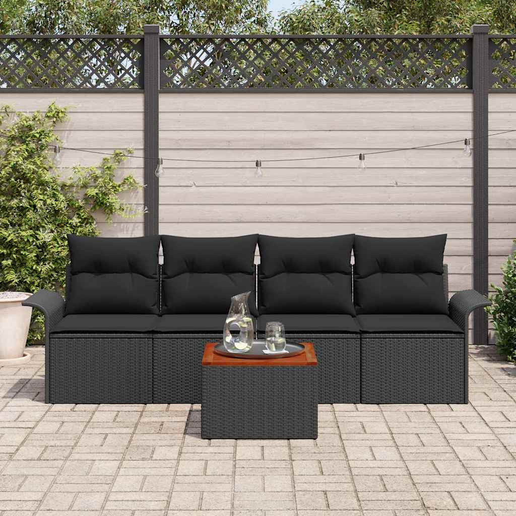 vidaXL Gartensofa-set mit Speicher 5 pcs Schwarz Poly-Rattan
