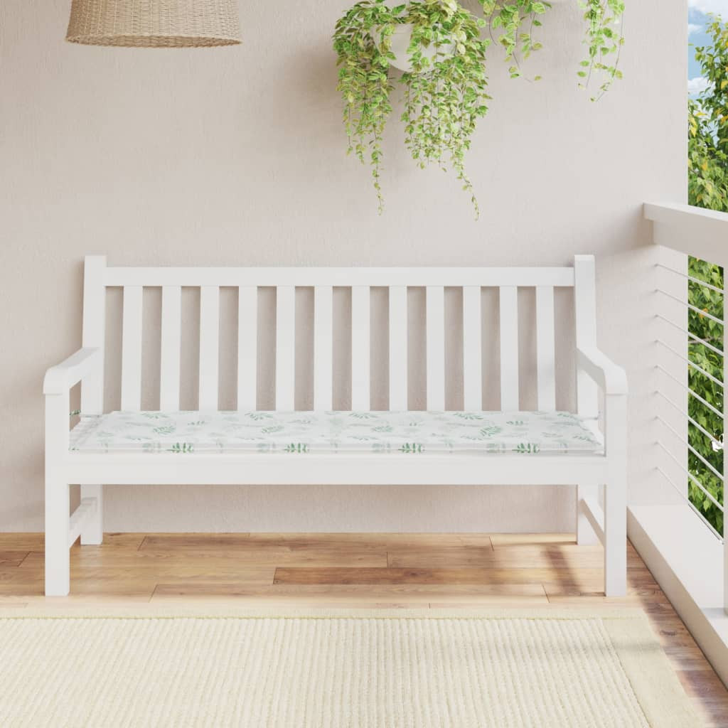 vidaXL Gartenbank-Auflage Blattmuster 150x50x3 cm Oxford-Gewebe