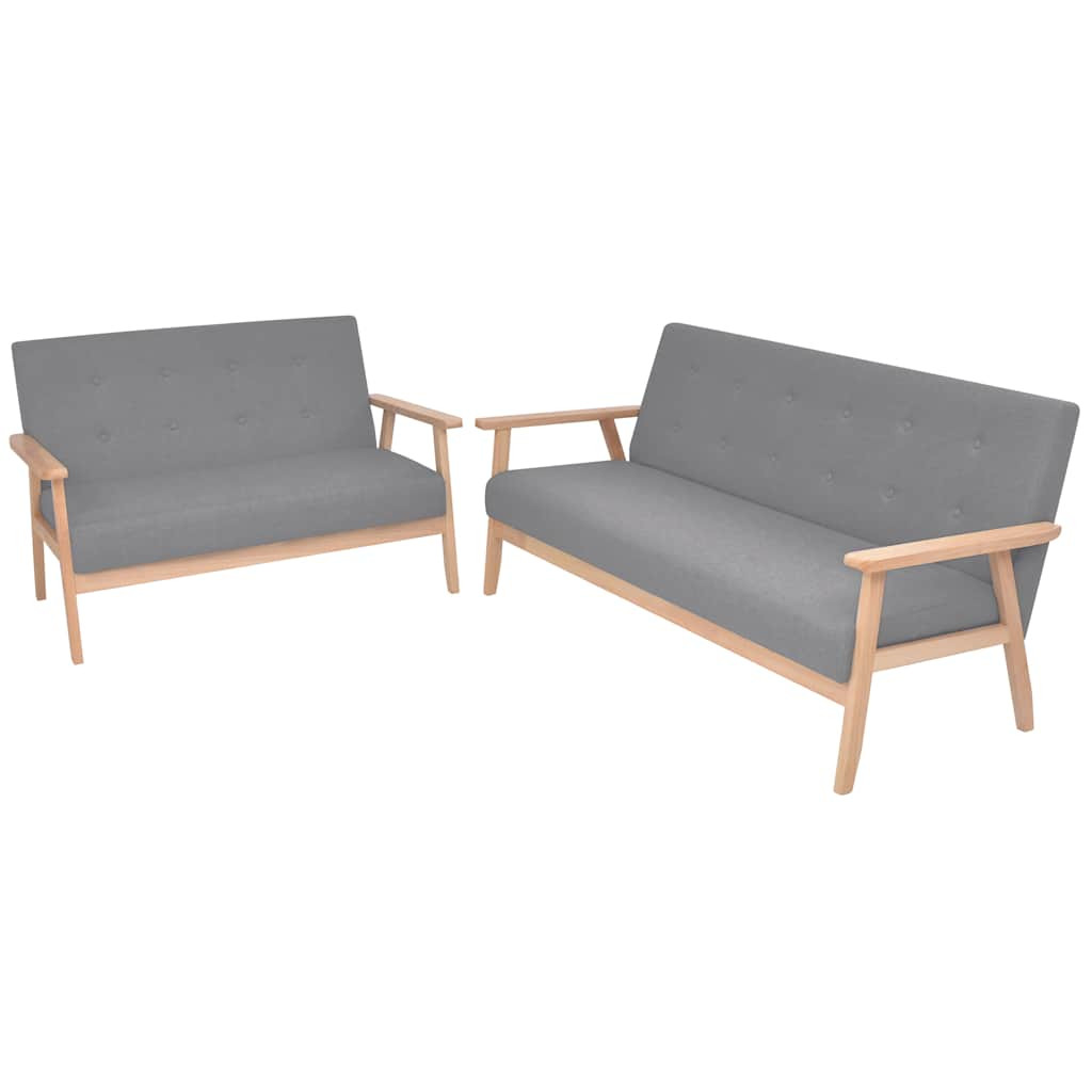 vidaXL Sofa-Set 2-tlg. Stoff Hellgrau