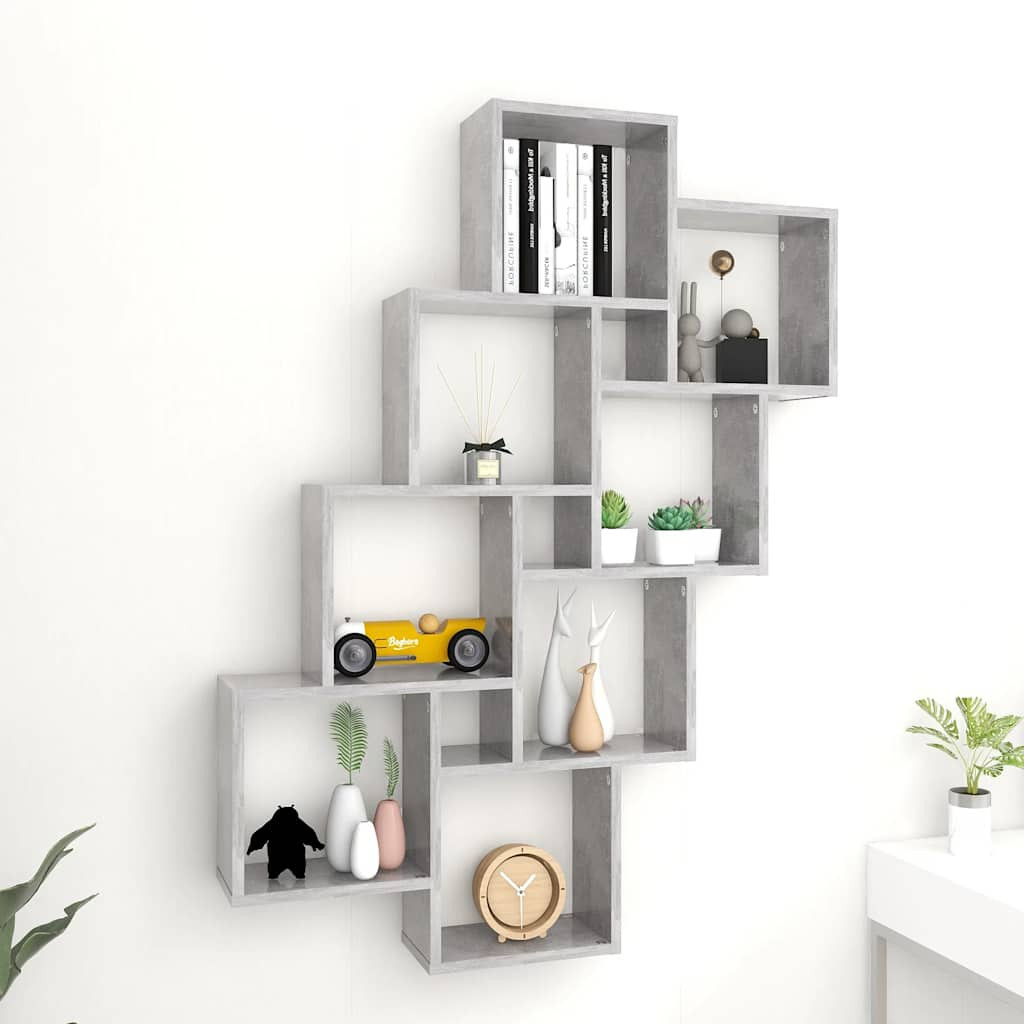 vidaXL Würfelregal Betongrau 90x15x119 cm Holzwerkstoff