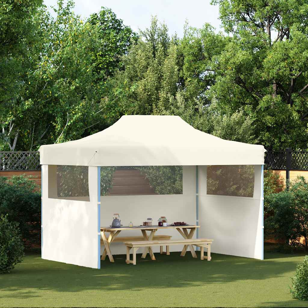 vidaXL Profi-Partyzelt Faltbar mit 3 Seitenwänden 3×4m Stahl Creme