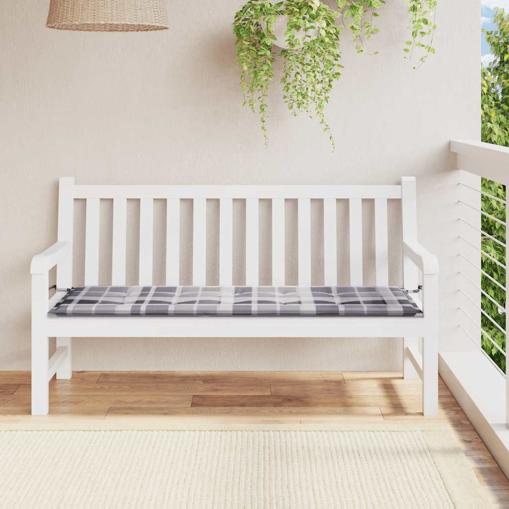 vidaXL Gartenbank-Auflage Grau Karomuster 150x50x3 cm Oxford-Gewebe