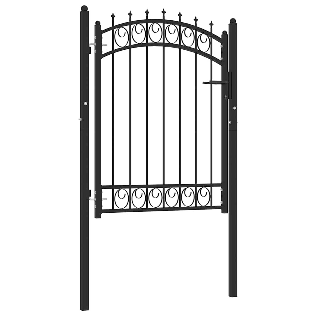 vidaXL Zauntor EMMEN mit Spikes Stahl 103 x 109,5 cm Schwarz