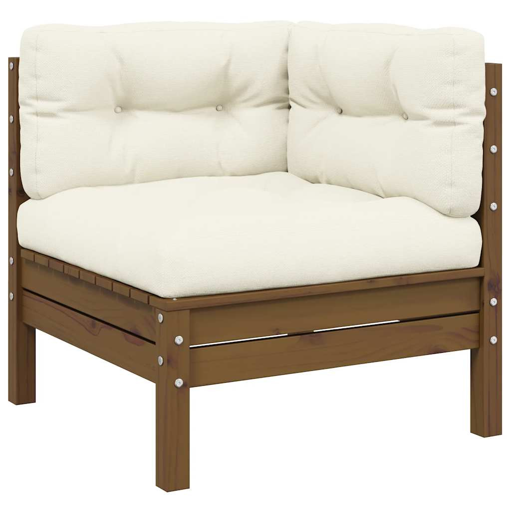 vidaXL Garten-Ecksofa mit Kissen Honigbraun Massivholz Kiefer
