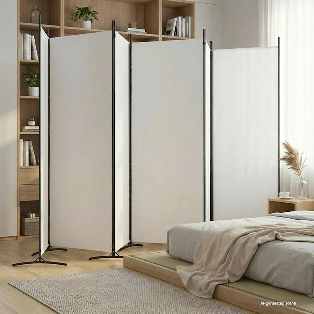 vidaXL 6-tlg. Paravent Weiß 520x180 cm Stoff