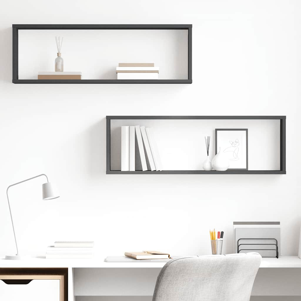 vidaXL Würfelregale 2 Stk. Grau 80x15x26,5 cm Holzwerkstoff