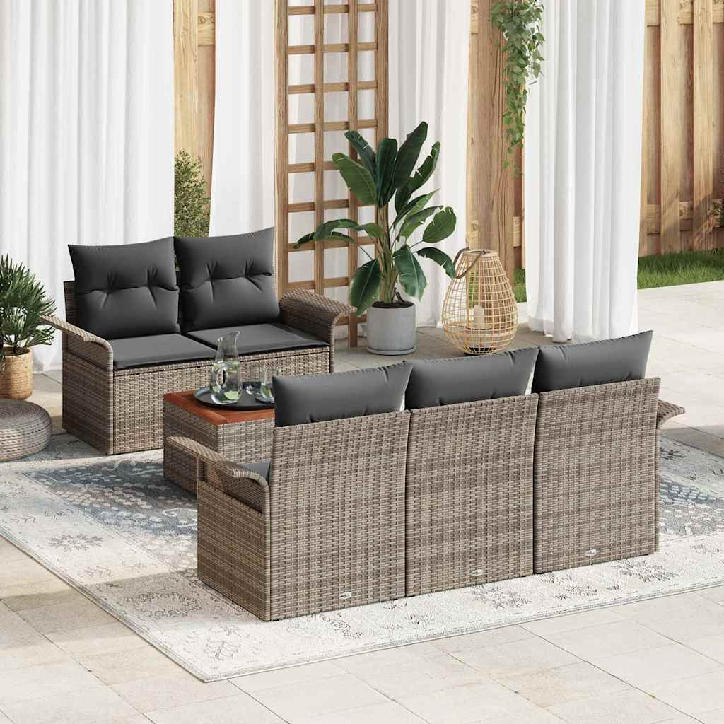 vidaXL Gartensofa-set mit Speicher 6 pcs Grau Poly-Rattan