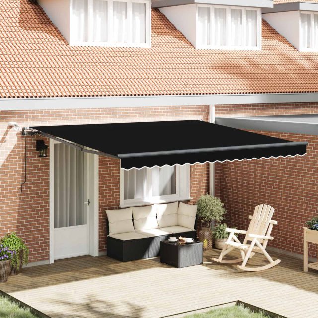 vidaXL Ausziehbare Markise Schwarz 400 x 300 cm Polyester