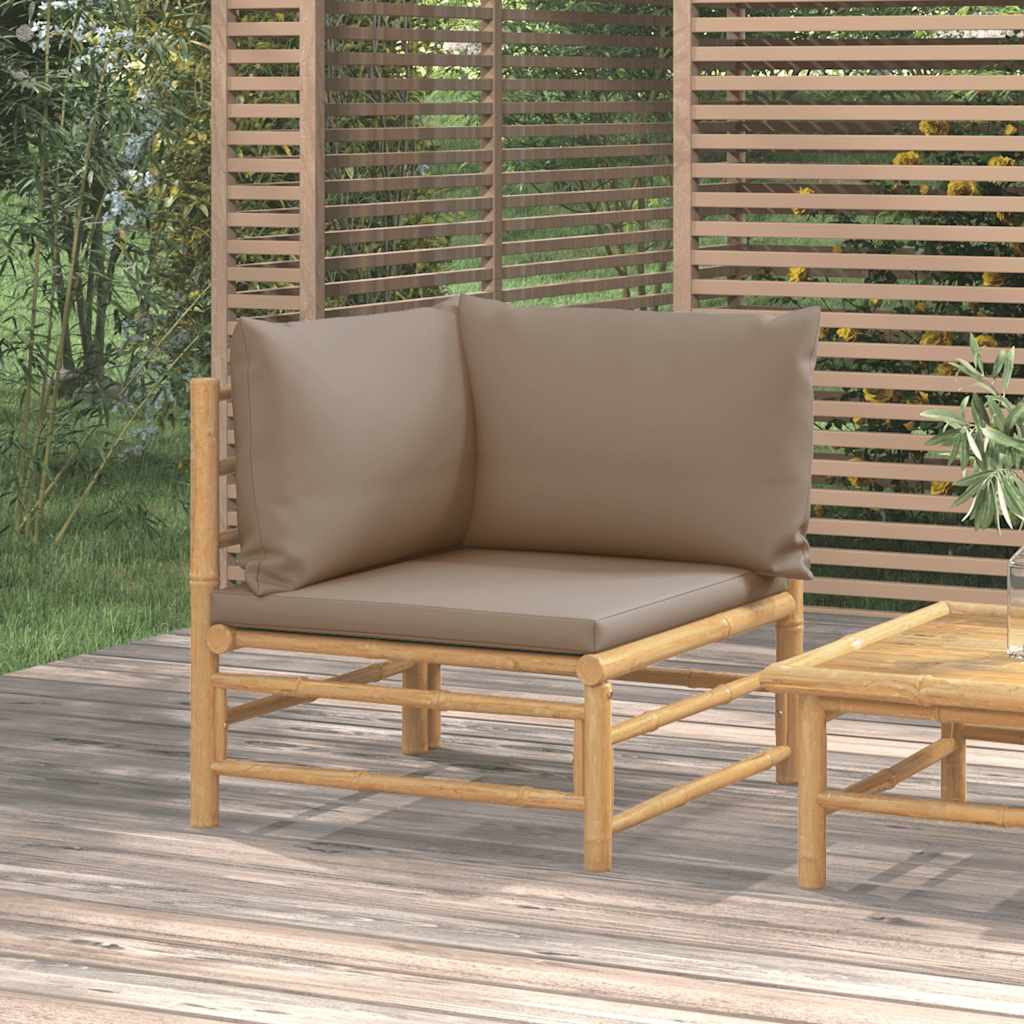 vidaXL Garten-Ecksofa mit Taupe Kissen Bambus