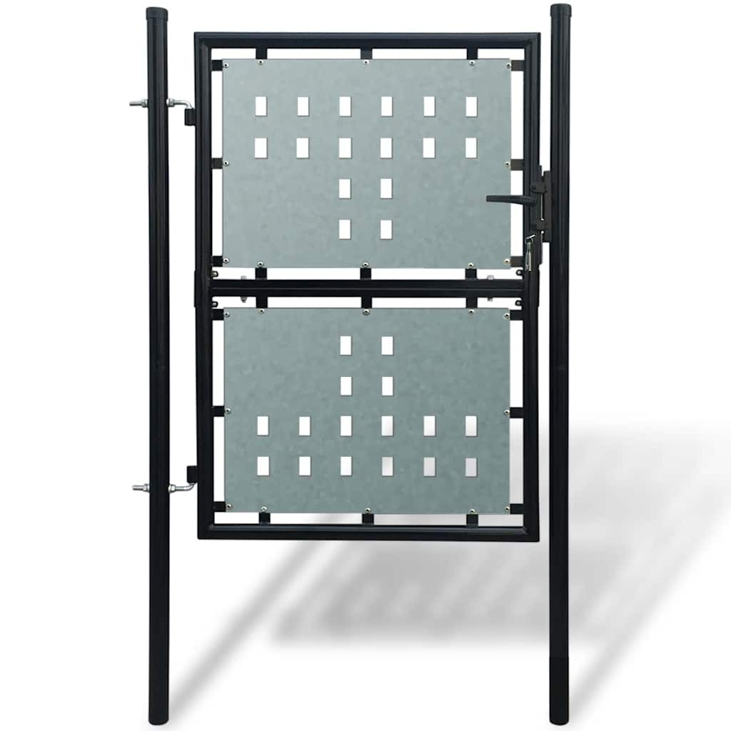 vidaXL Schwarzes Einzeltür-Gartentor 100x125 cm