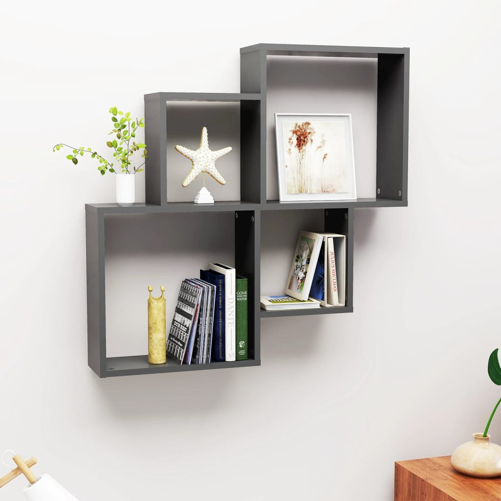 vidaXL Würfelregal Grau 80x15x78,5 cm Holzwerkstoff