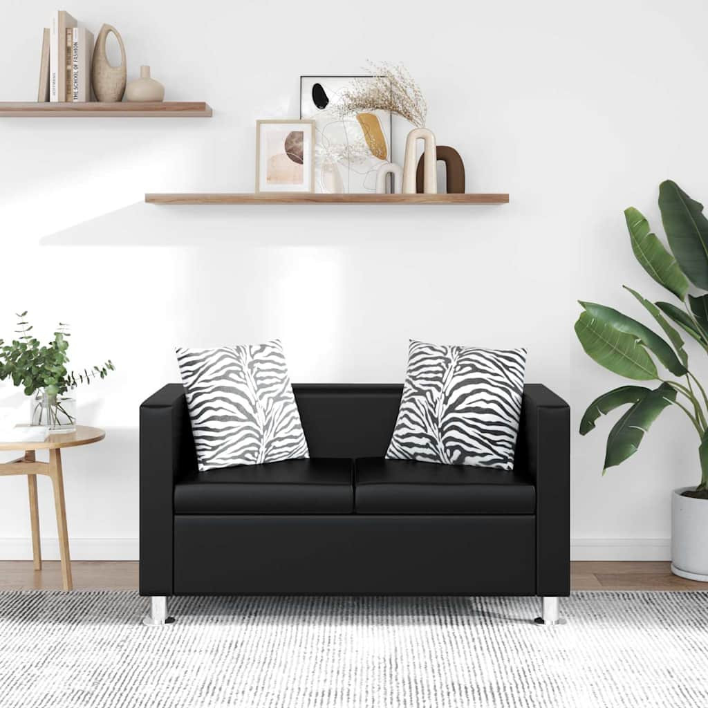 vidaXL 2-Sitzer-Sofa Kunstleder Schwarz