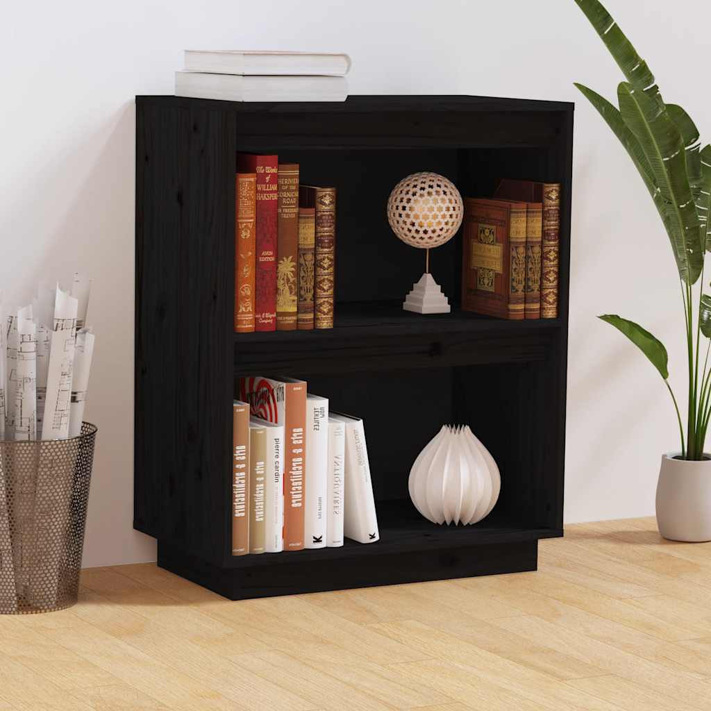 vidaXL Beistellschrank Schwarz 60x34x75 cm Massivholz Kiefer