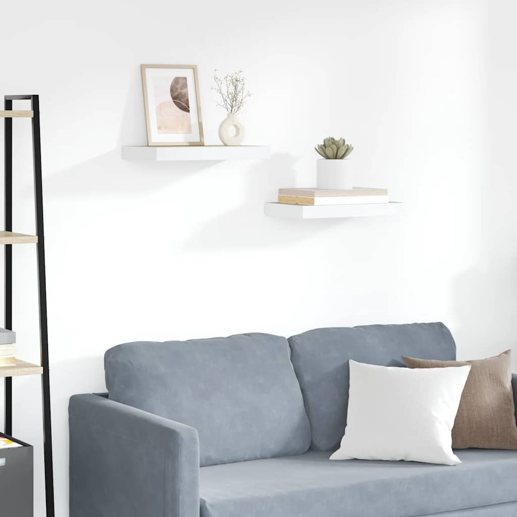 vidaXL Schweberegale 2 Stk. Eichen-Optik und Weiß 50x23,5x3,8 cm MDF