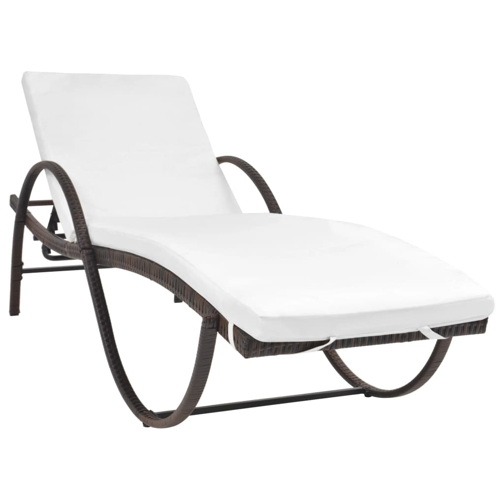 vidaXL Sonnenliege mit Auflage Poly Rattan Braun