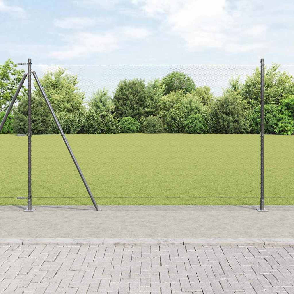 vidaXL Sechseckzaun mit Betonsockel 25 x 1,6 m PVC-beschichteter Stahl