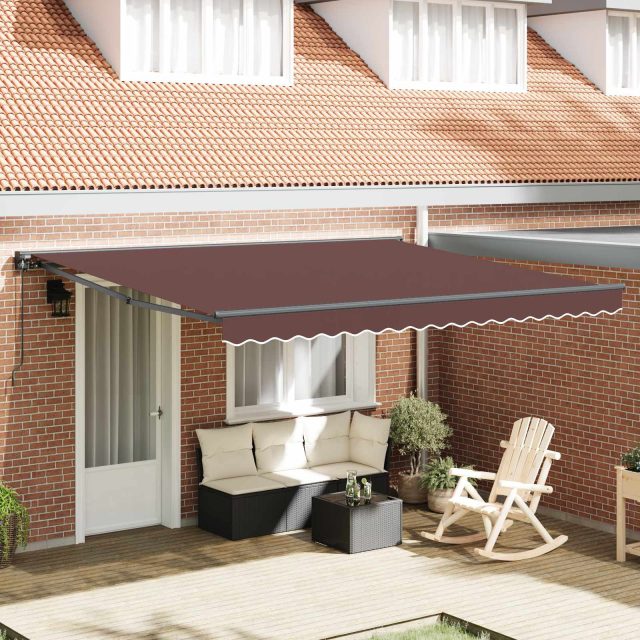 vidaXL Markisenrahmen Braun 400 x 300 cm Polyester mit PU-Beschichtung