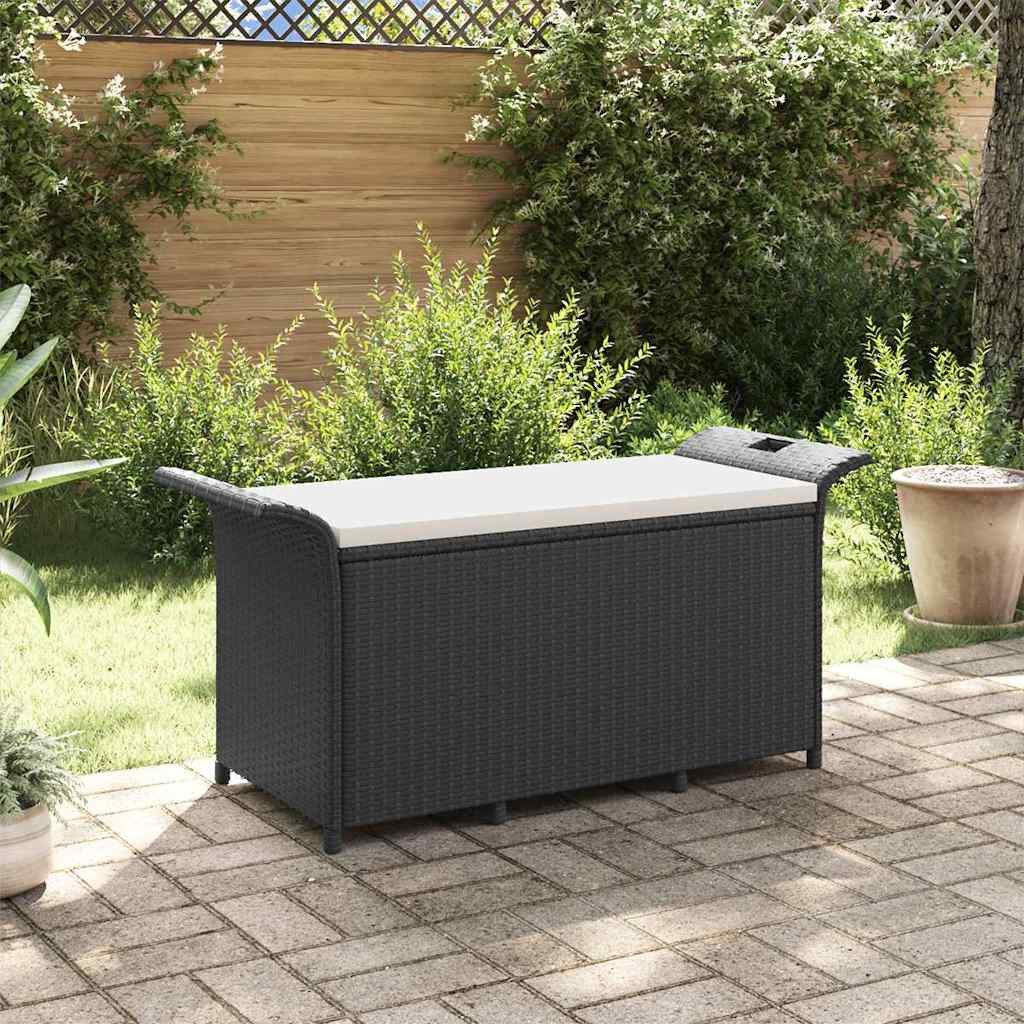 vidaXL Gartenbank mit Kissen Schwarz 116x46x57 cm Poly Rattan