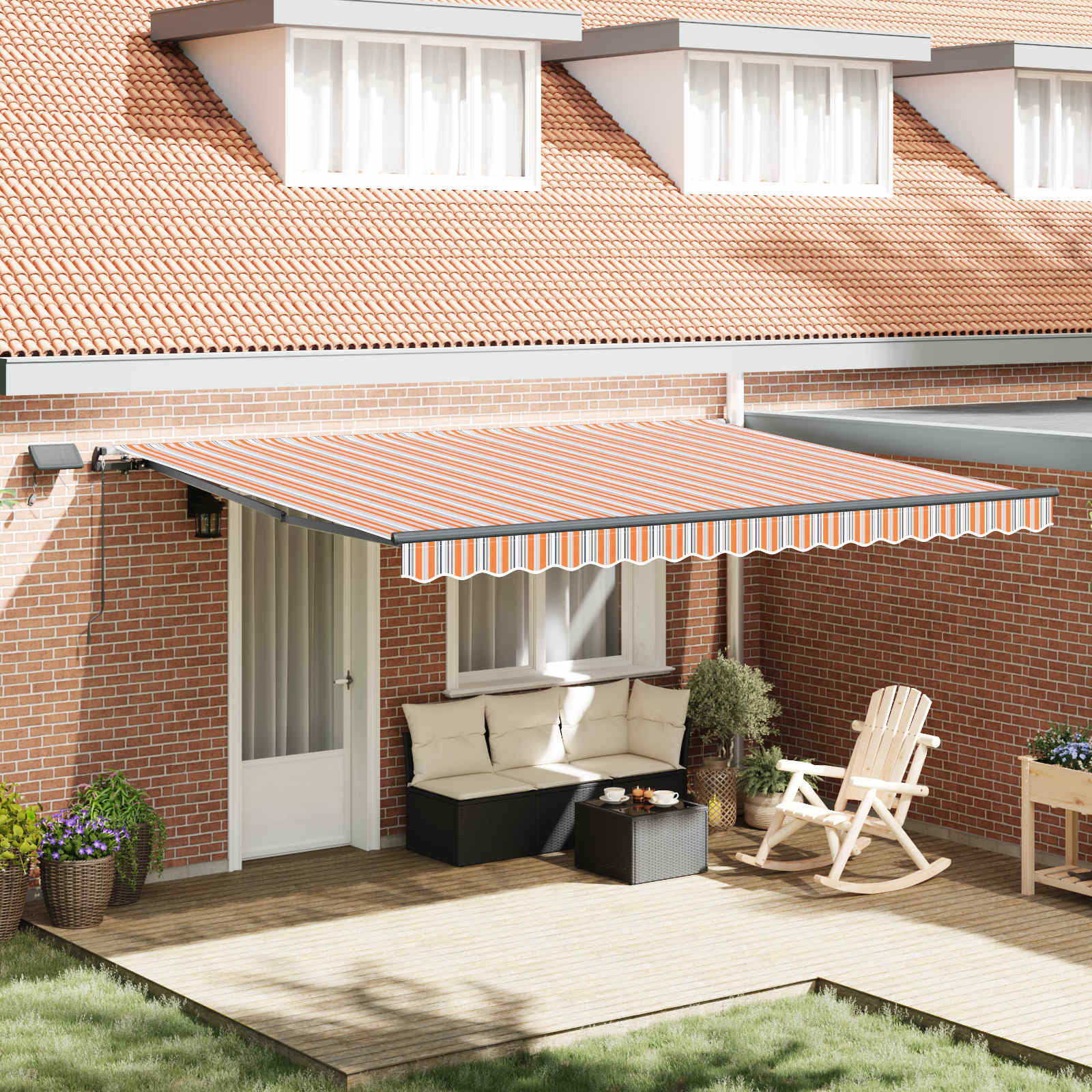 vidaXL Ausziehbare Markise Mehrfarbig 450 x 300 cm Stoff und Aluminium