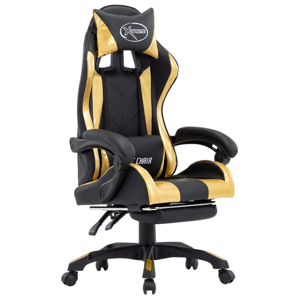 vidaXL Gaming-Stuhl mit Fußstütze Golden und Schwarz Kunstleder