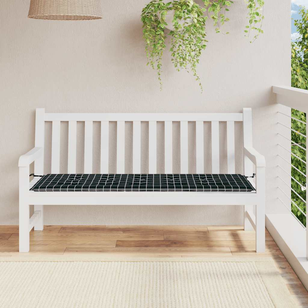 vidaXL Gartenbank-Auflage Schwarz Karomuster 150x50x3 cm Oxford-Gewebe
