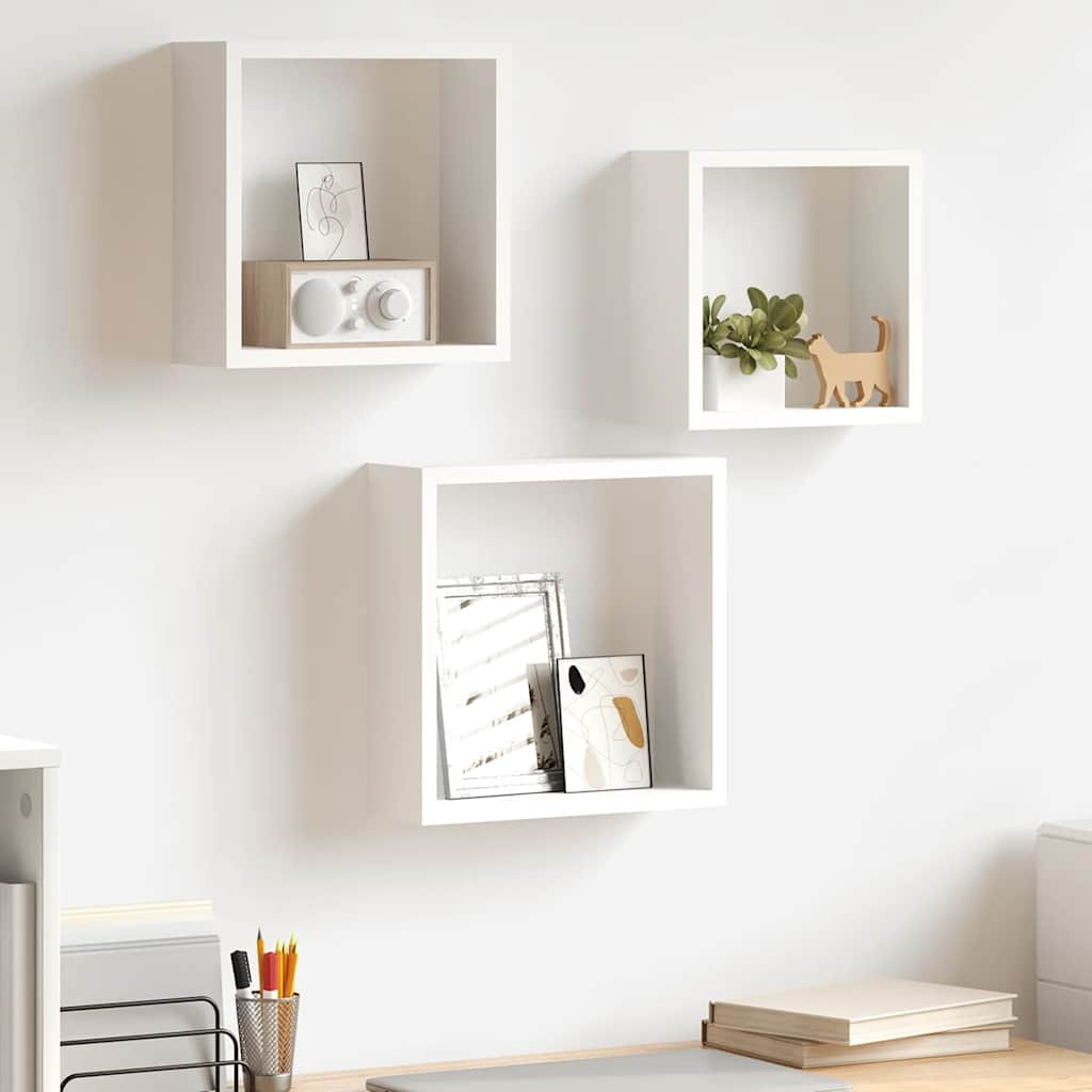 vidaXL Würfelregale 3 Stk. Weiß MDF