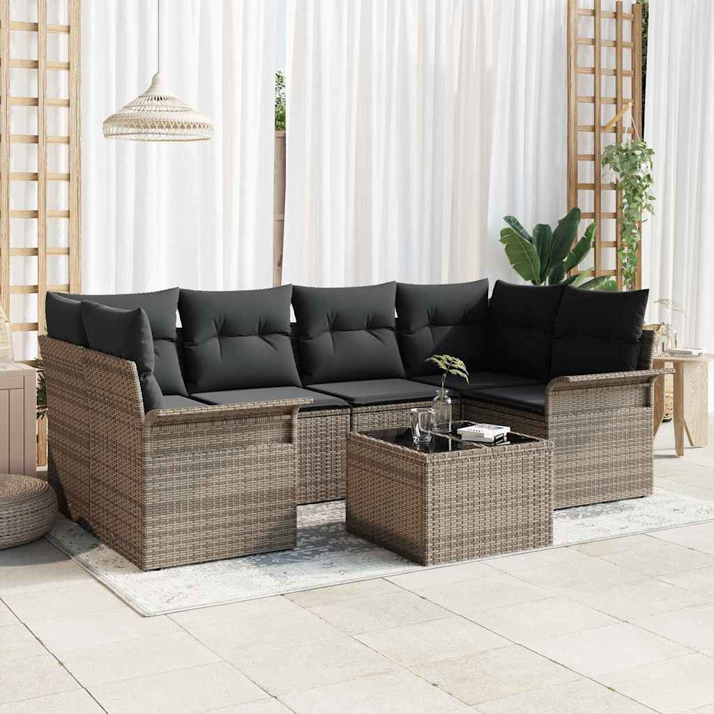 vidaXL Gartensofa-set 7 pcs Grau 55 x 55 x 37 cm Poly-Rattan