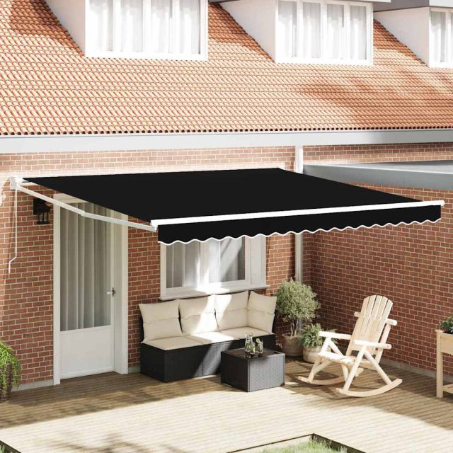 vidaXL Ausziehbare Markise Schwarz 400 x 300 cm