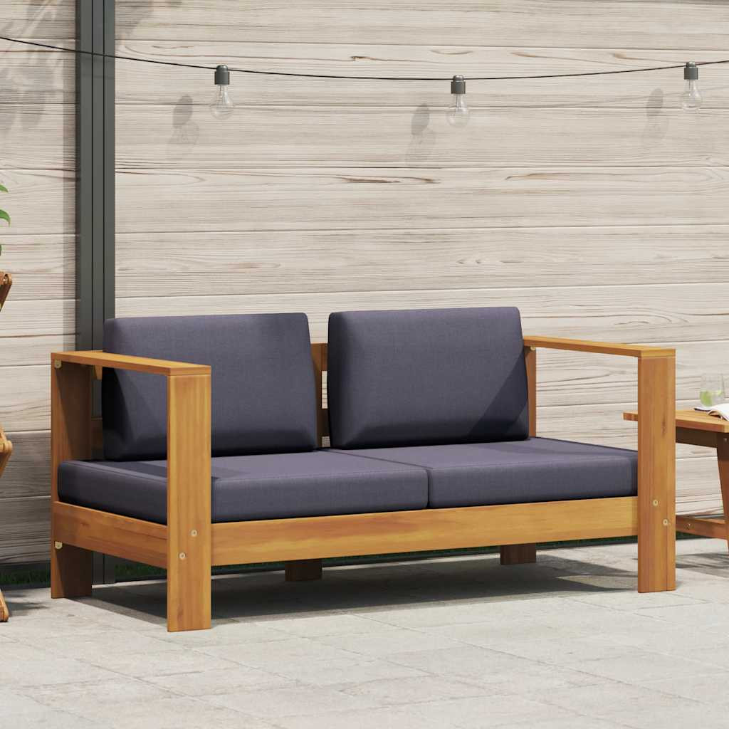 vidaXL Gartenbank mit Auflagen 140 cm Massivholz Akazie Grau