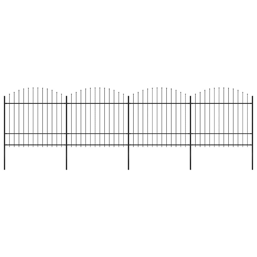 vidaXL Gartenzaun mit Speerspitze Stahl 671 x 175 cm Schwarz