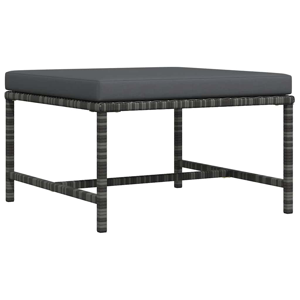 vidaXL Modular-Fußhocker mit Kissen Grau Poly Rattan
