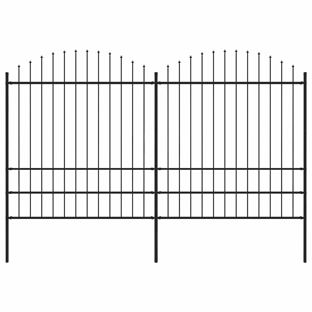 vidaXL Gartenzaun mit Speerspitze Stahl 337 x 200 cm Schwarz