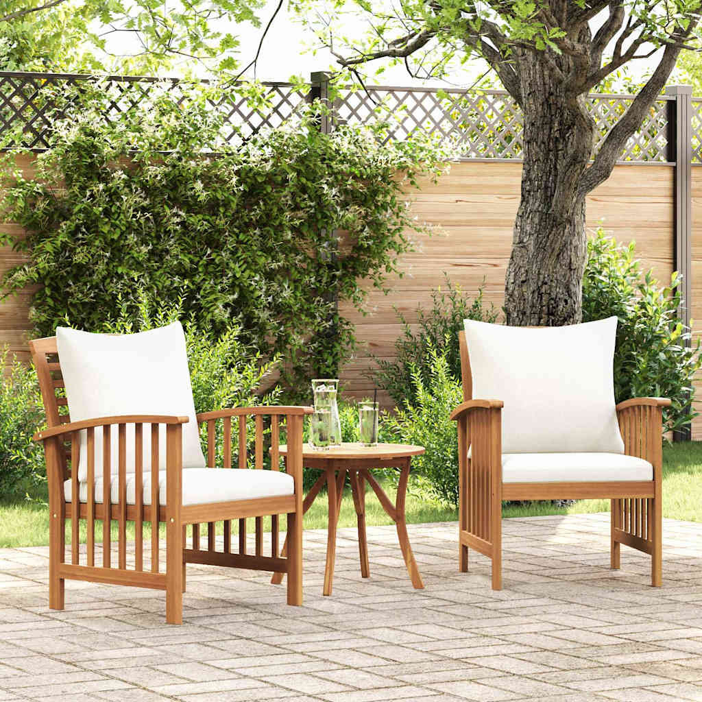 vidaXL Gartenstühle mit Kissen 2 Stk. Akazie Massivholz