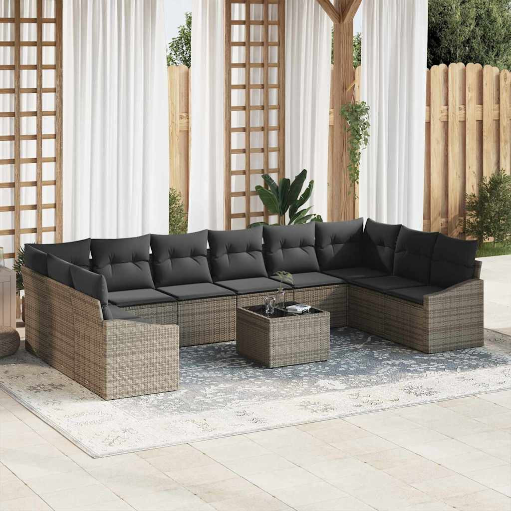 vidaXL Gartensofa-set mit Speicher Hellgrau Poly-Rattan