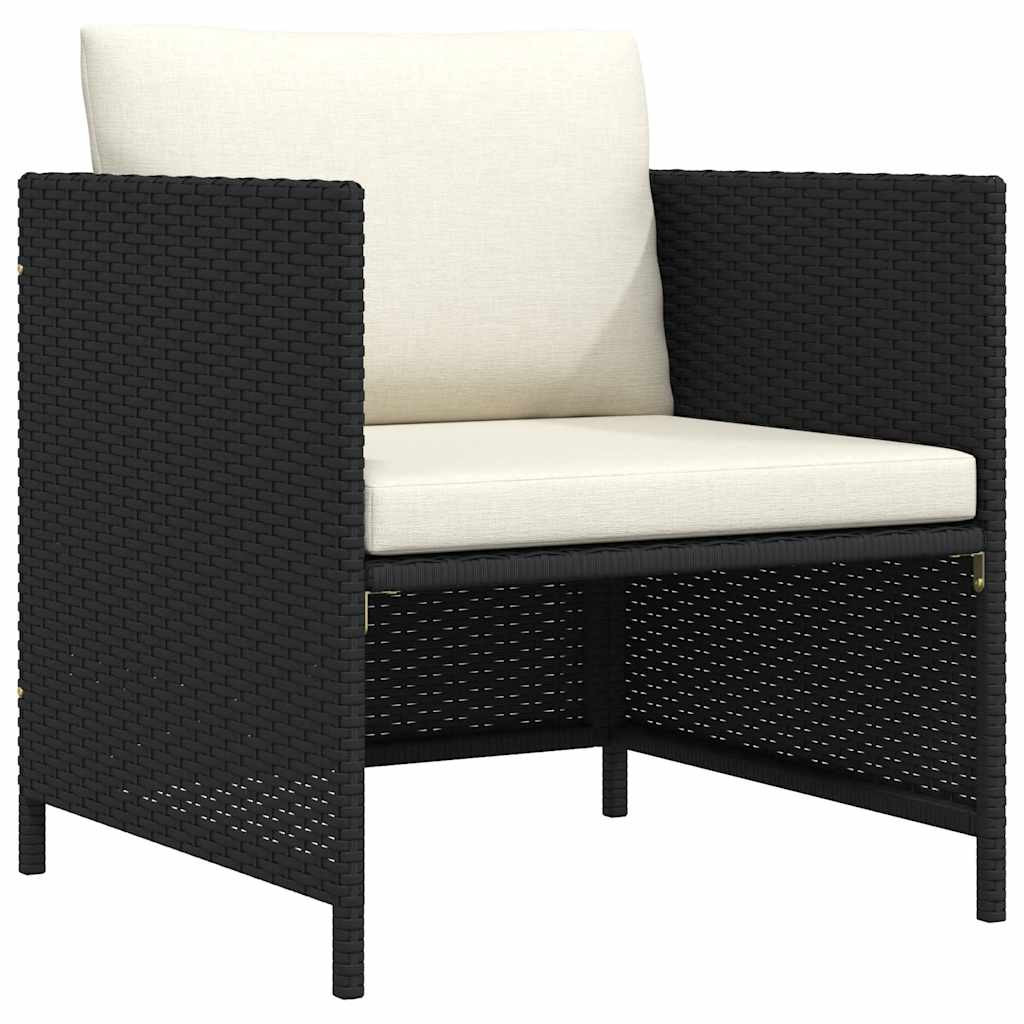 vidaXL Gartensofa mit Kissen Schwarz Poly Rattan