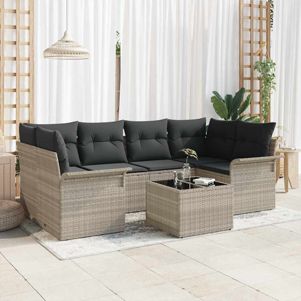 vidaXL Gartensofa-set 7 pcs Hellgrau und Dunkelgrau 55 x 55 x 37 cm
