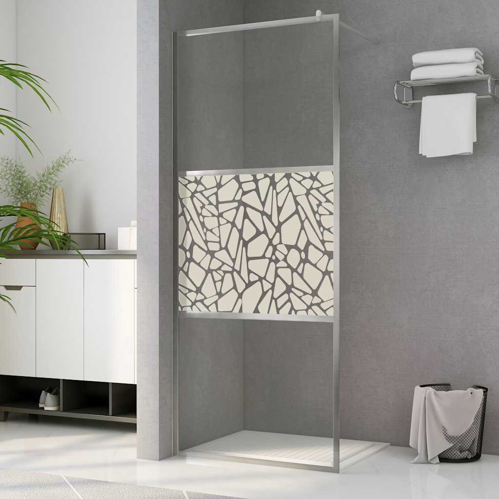 vidaXL Duschwand für Begehbare Dusche ESG-Glas Steindesign 140x195 cm