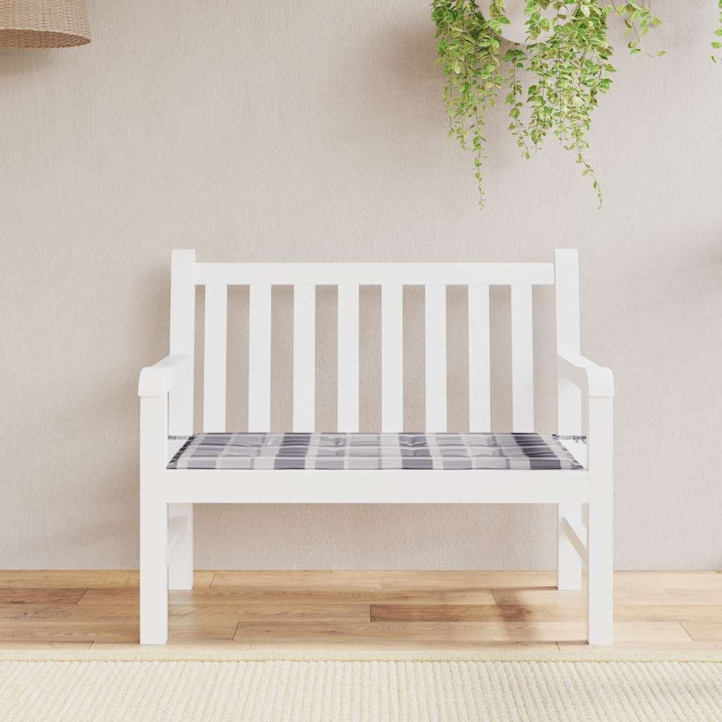 vidaXL Gartenbank-Auflage Grau Karomuster 100x50x3 cm Oxford-Gewebe
