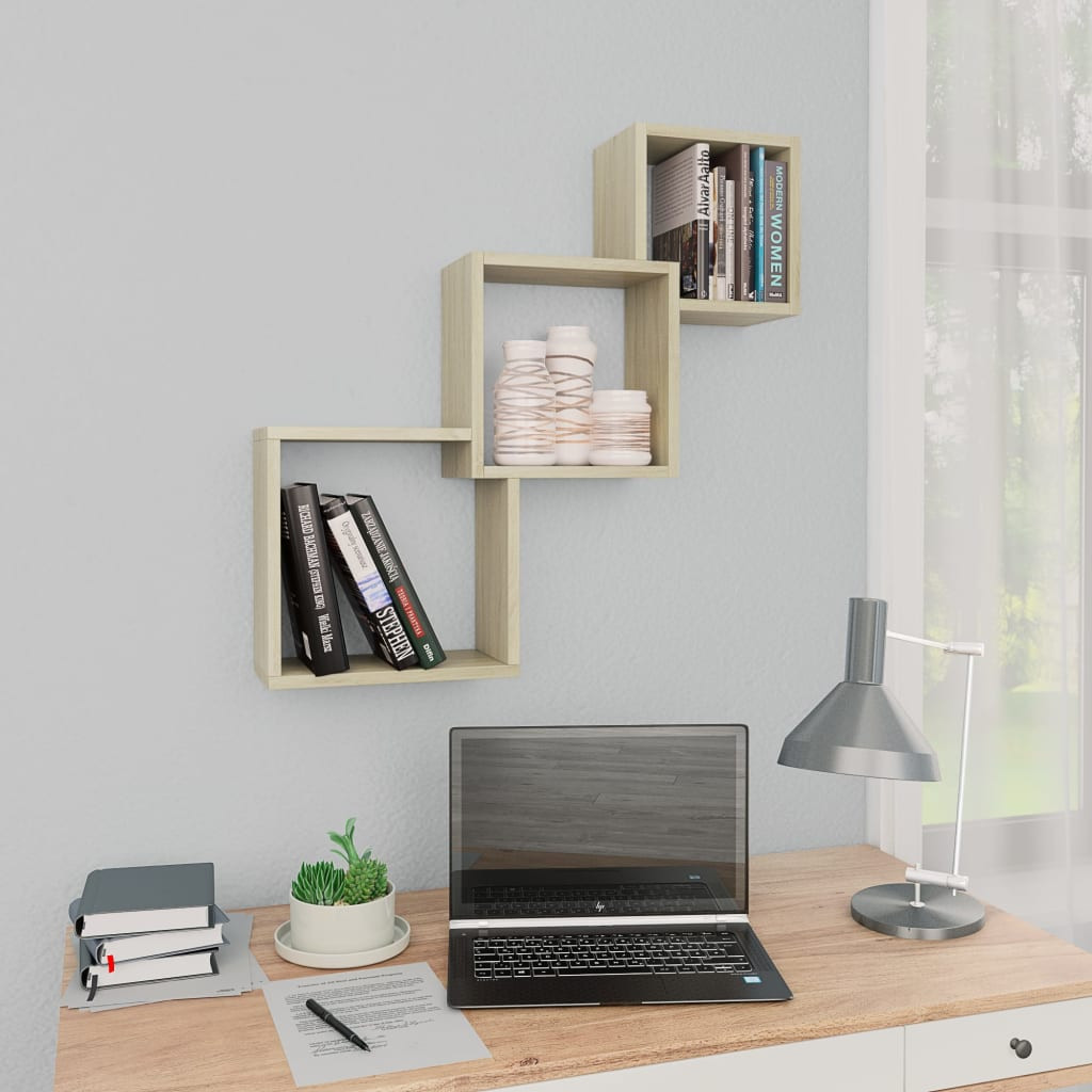 vidaXL Cube Wandregale Sonoma-Eiche 68x15x68 cm Holzwerkstoff