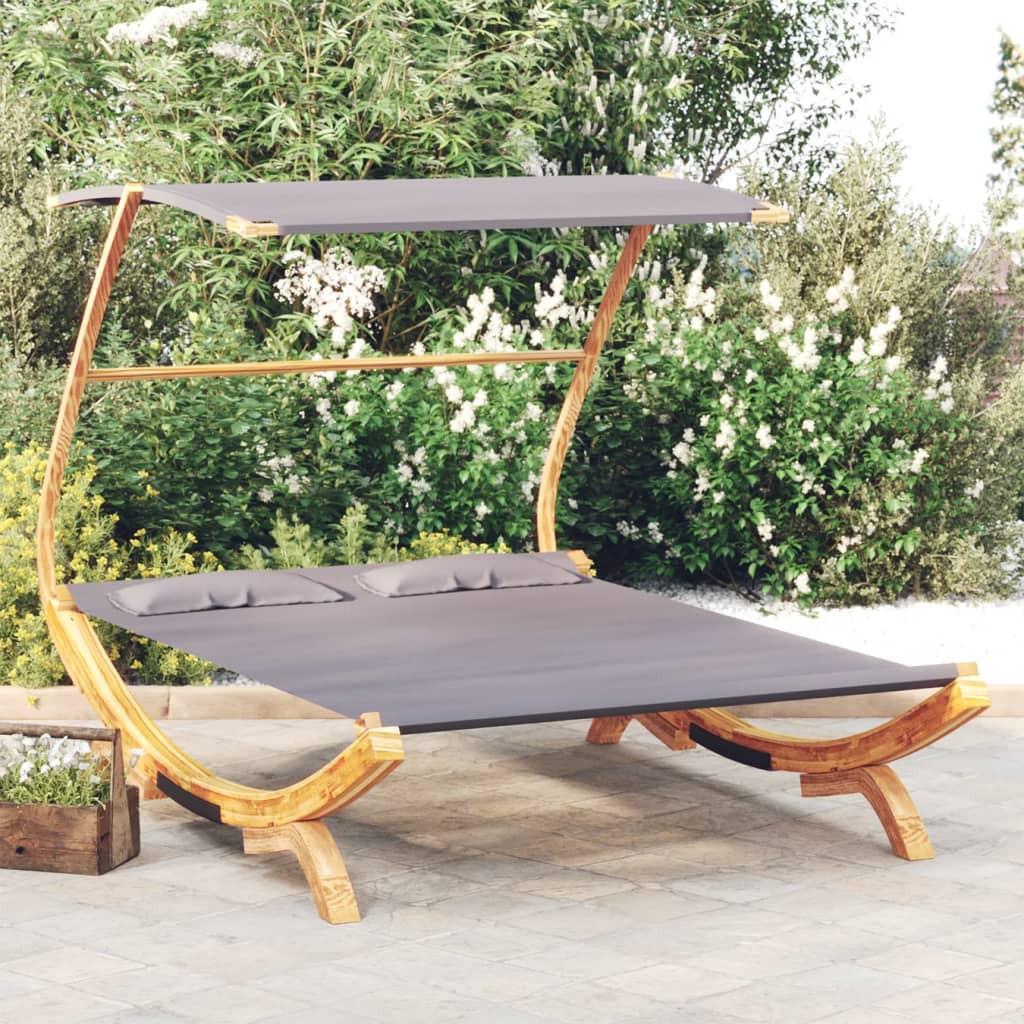 vidaXL Sonnenliege mit Dach 165x203x138 cm Bugholz Massiv Anthrazit