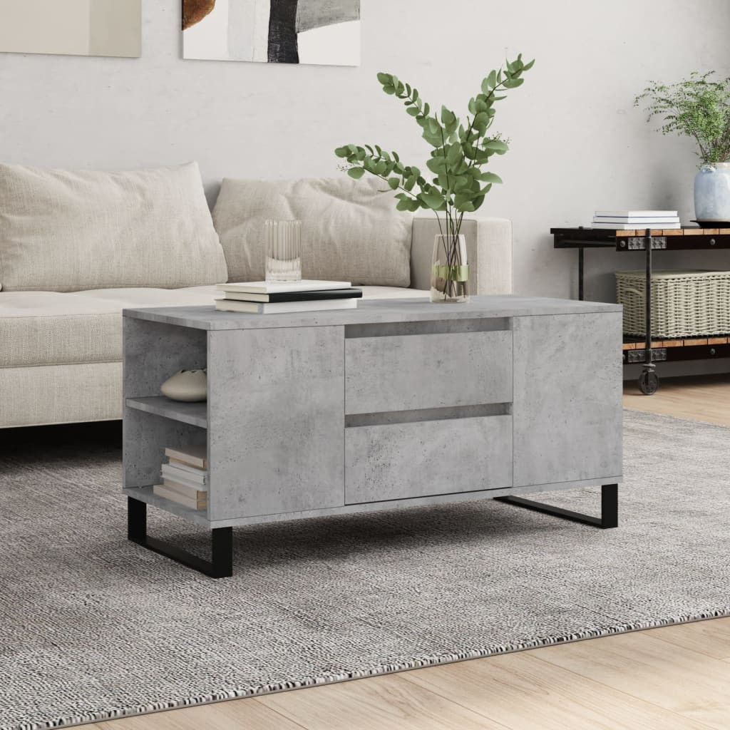 vidaXL Couchtisch Betongrau 102x44,5x50 cm Holzwerkstoff