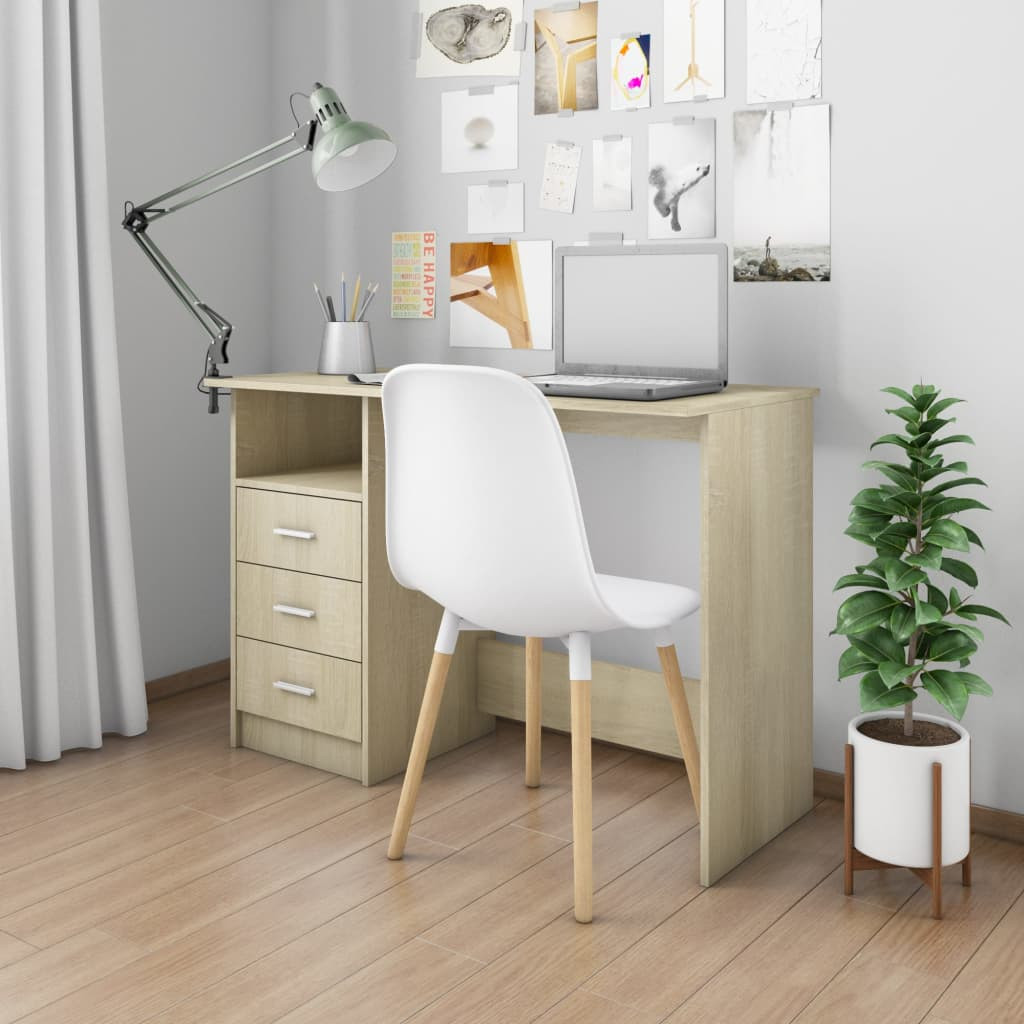 vidaXL Schreibtisch mit Schubladen Sonoma-Eiche 110x50x76 cm