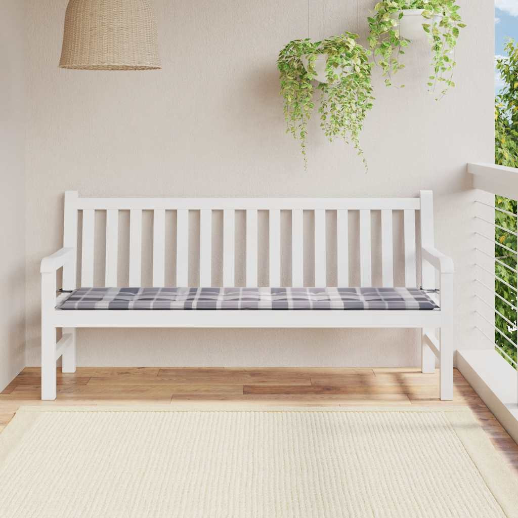 vidaXL Gartenbank-Auflage Grau Karomuster 180x50x3 cm Oxford-Gewebe