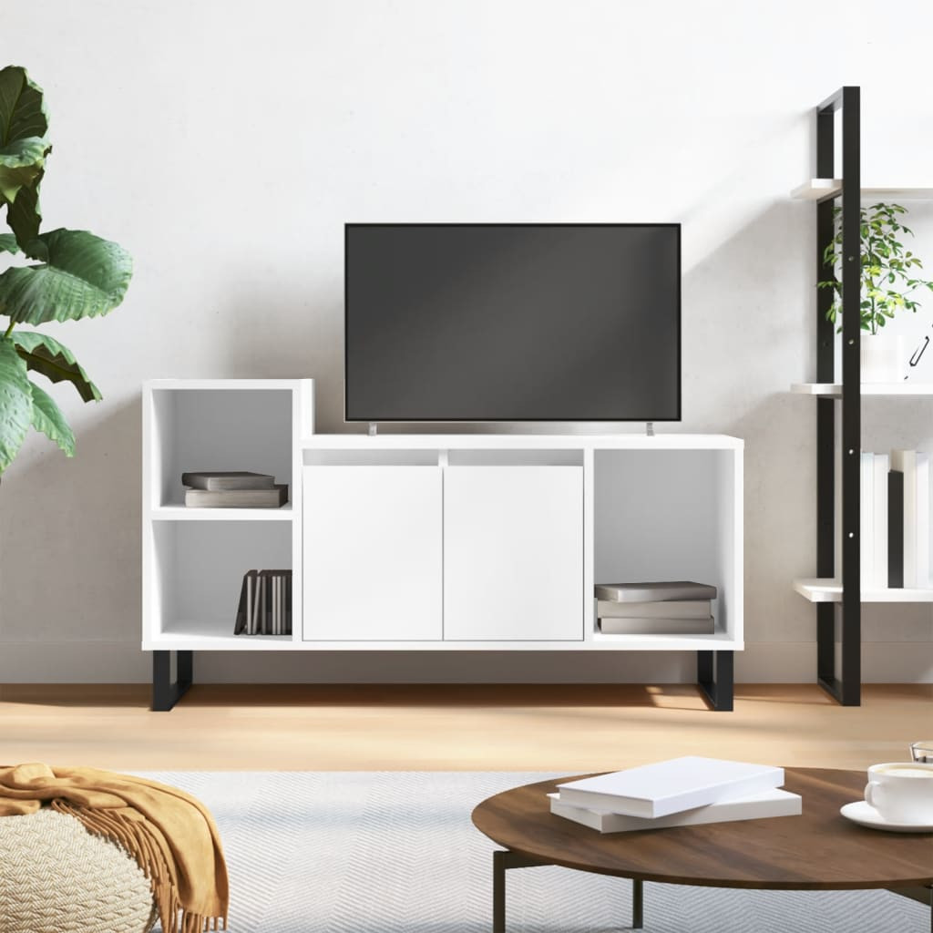 vidaXL TV-Schrank Hochglanz-Weiß 100x35x55 cm Holzwerkstoff
